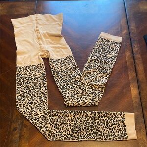 George Beige and Black Leopard Print Leggings